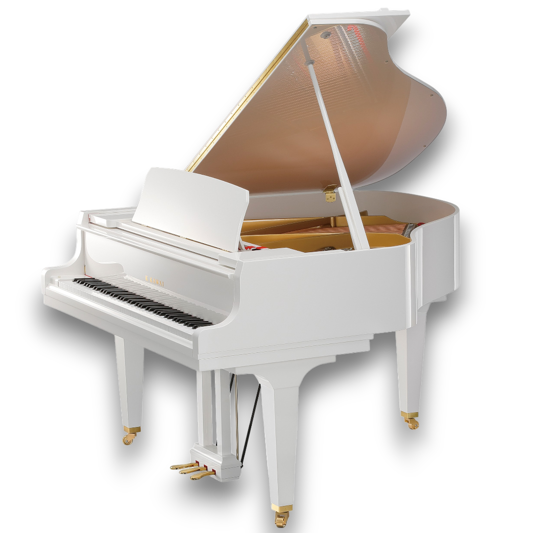 Kawai GL-30 WH P JP Grand Piano With Bench White Polish Japan - front view - Harmony House Dubai