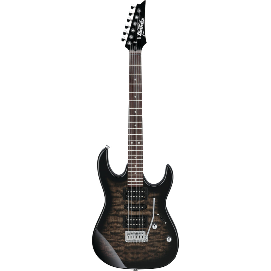 Ibanez GRX70QA-TKS Electric Guitar Transparent Black Sunburst - front view - Harmony House Dubai