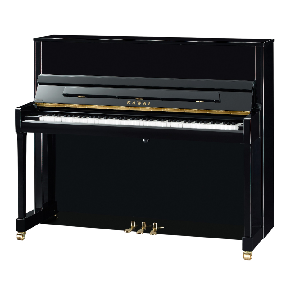 Kawai K-300 Upright Piano With Bench Ebony Polish Indonesia - front view - Harmony House Dubai