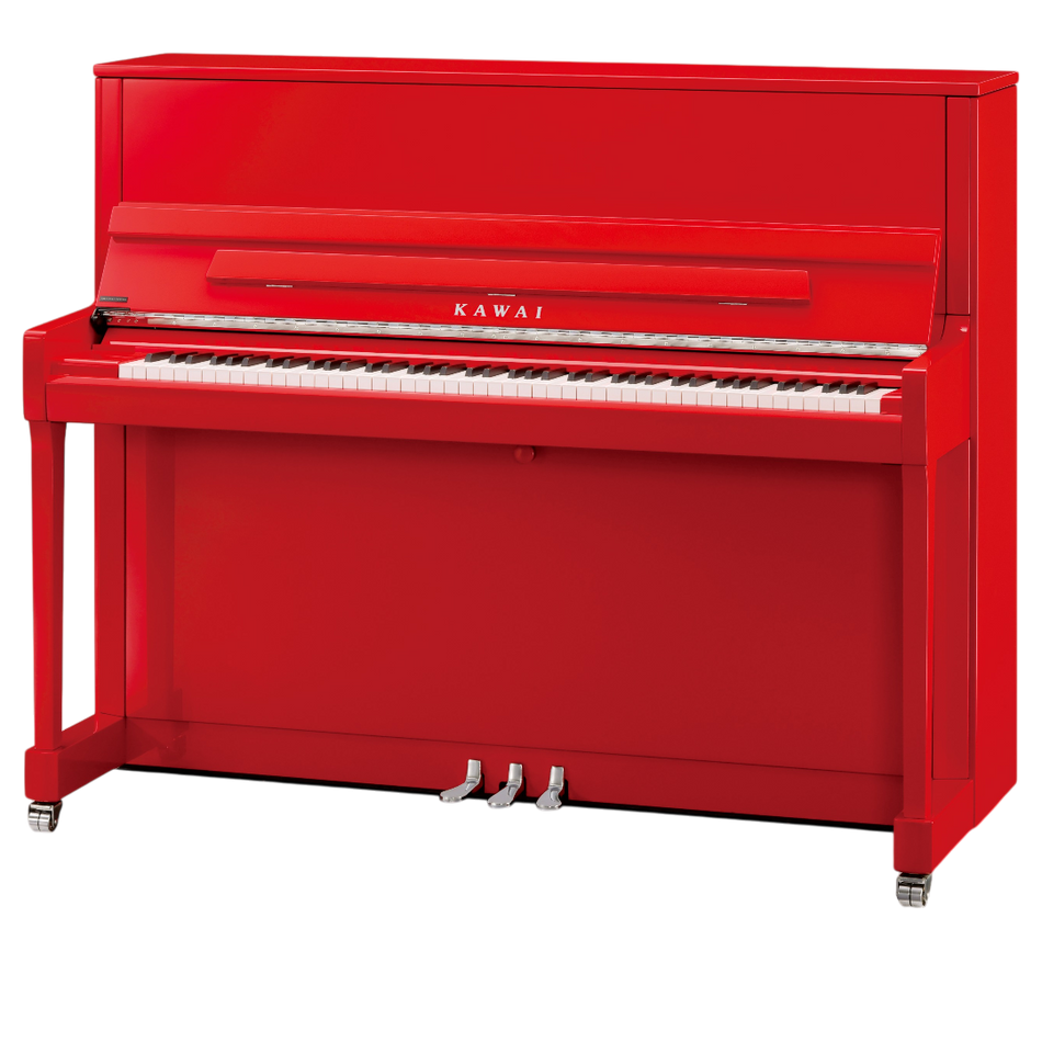 Kawai K-300 Upright Piano With Bench Ferrari Red Indonesia - front view - Harmony House Dubai