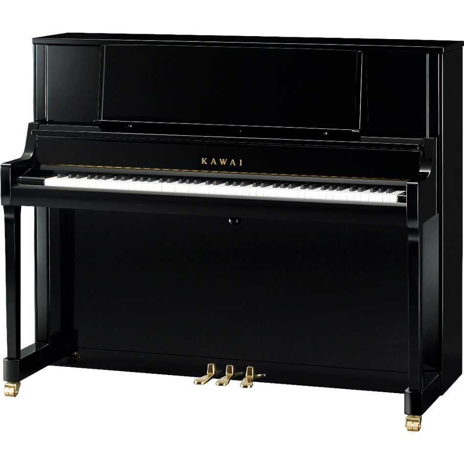 Kawai K-400 Upright Piano With Bench Ebony Polish Japan - front view - Harmony House Dubai