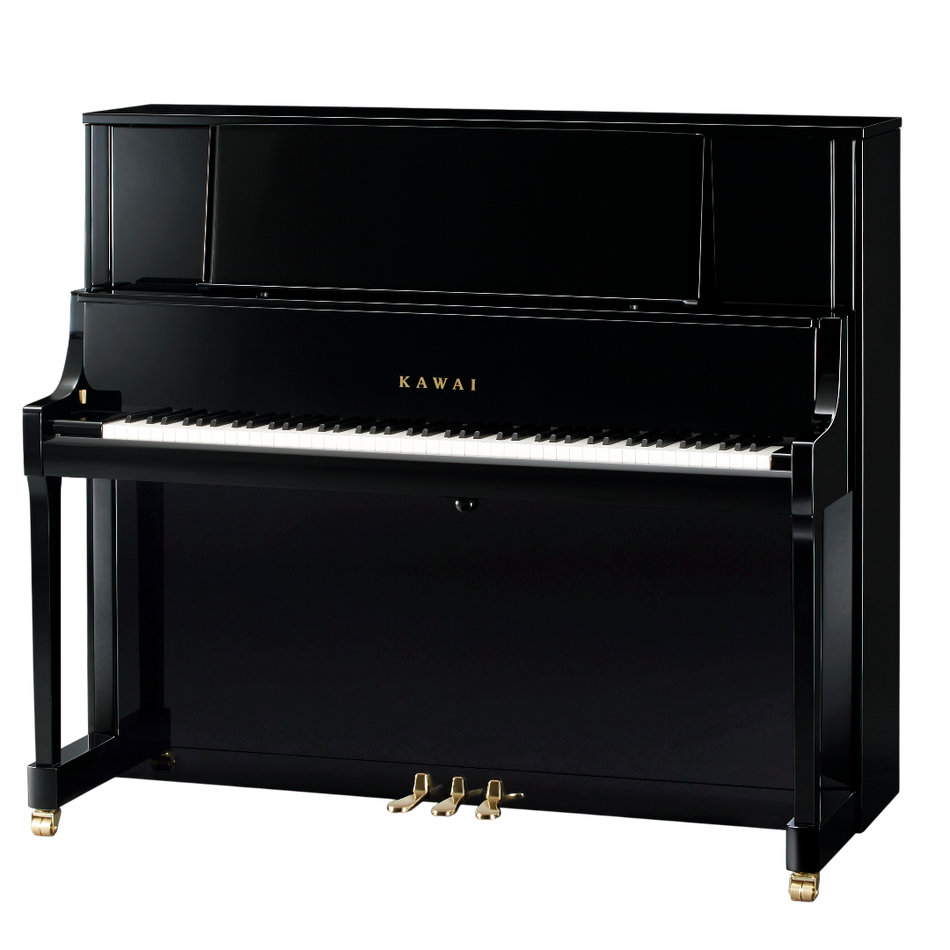 Kawai K-700 Upright Piano With Bench Ebony Polish Japan - front view - Harmony House Dubai