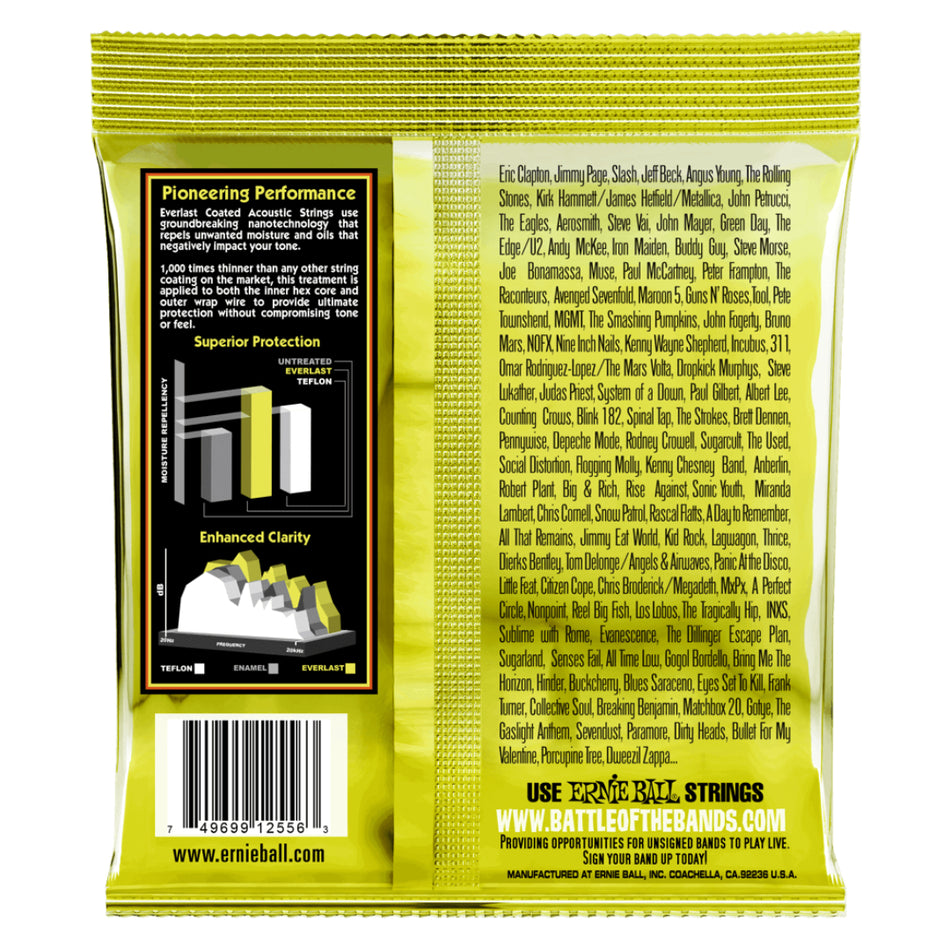 Ernie Ball P02556 Everlast Medium Light Coated 80/20 Bronze Acoustic Guitar Strings | 12-54 Gauge