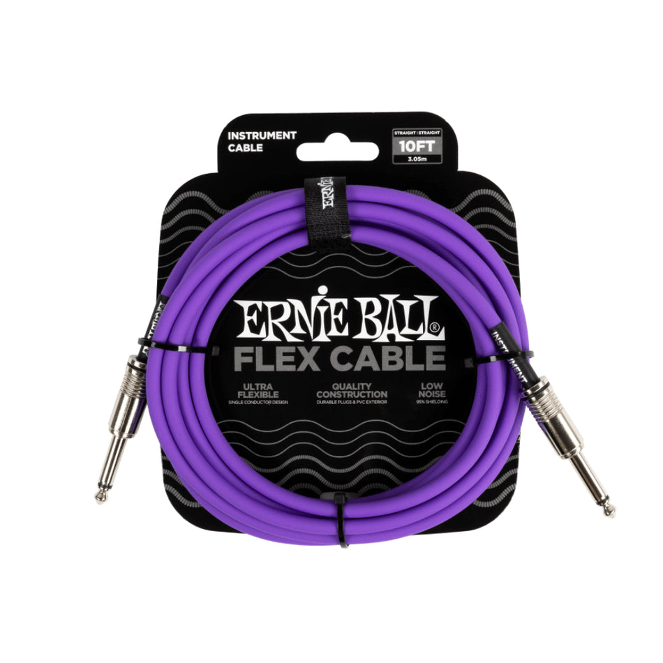 Ernie Ball P06415 10 ft Flex Instrument Cable Straight/Straight | Purple
