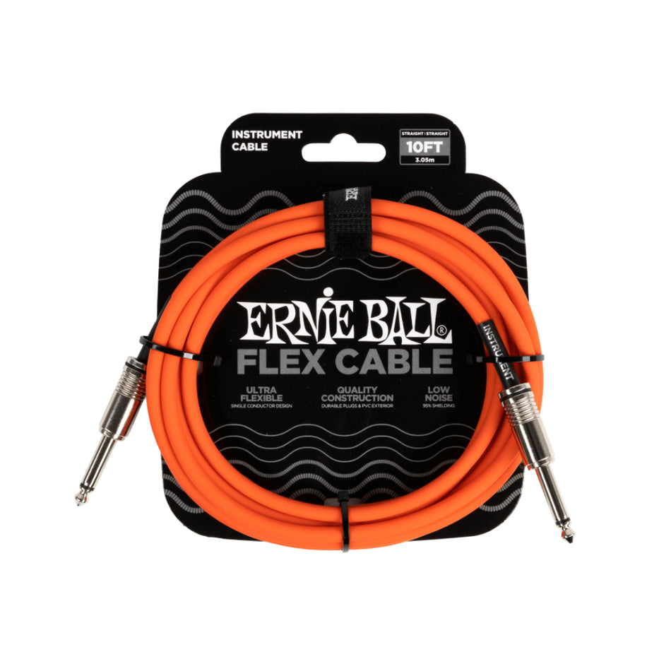 Ernie Ball P06416 10 ft Flex Instrument Cable Straight/Straight | Orange