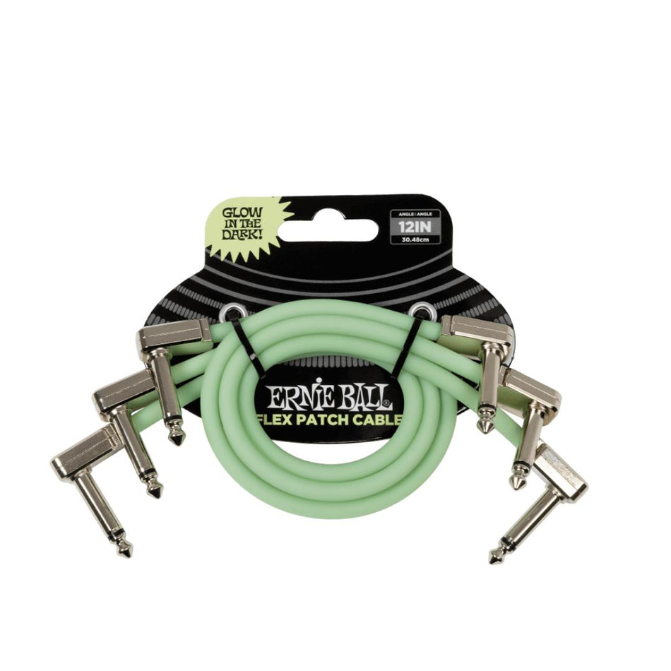 Ernie Ball P06476 Flex Patch Cable 12 Glow in Dark  | 3 Pack