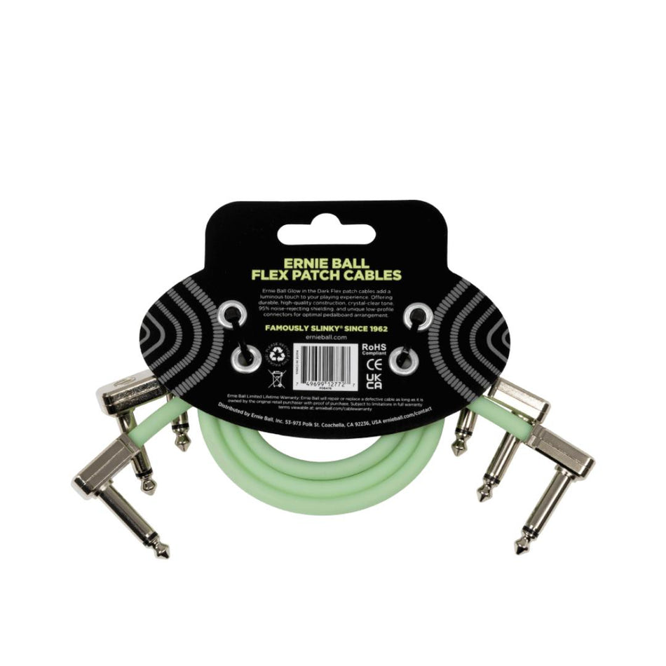 Ernie Ball P06476 Flex Patch Cable 12 Glow in Dark  | 3 Pack