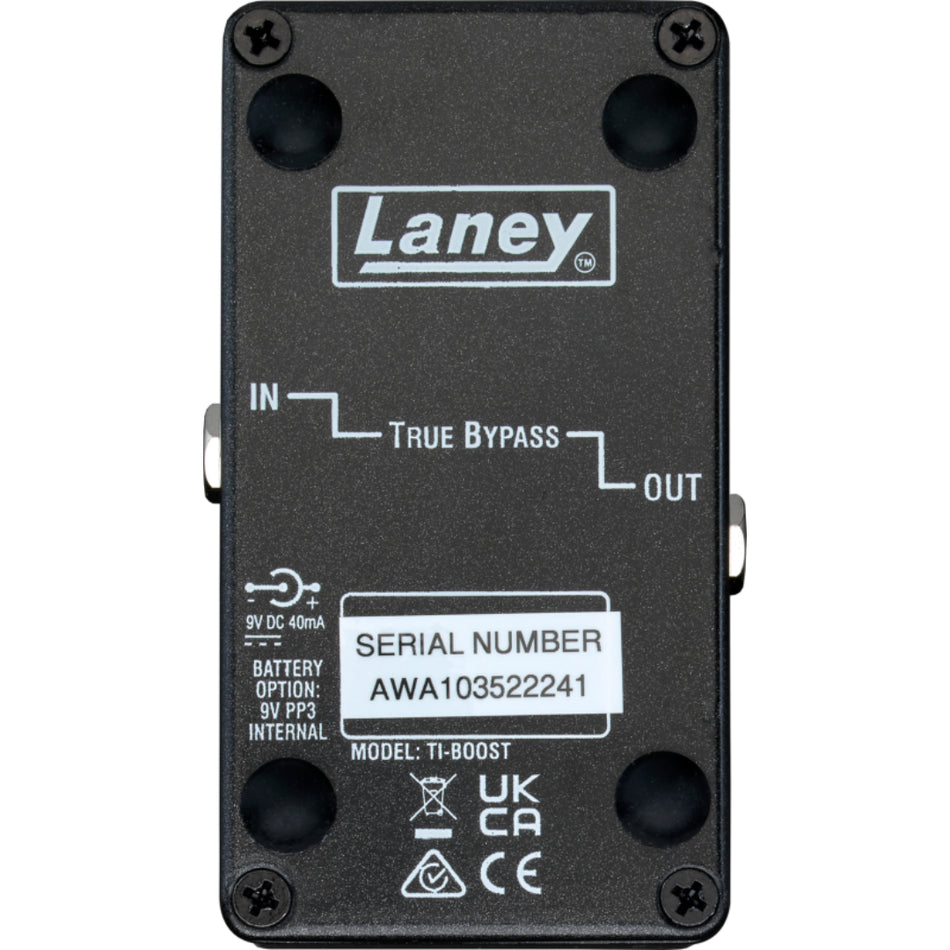 Laney TI-Boost Tony Iommi Signature Boost Pedal - side profile view - Harmony House Dubai