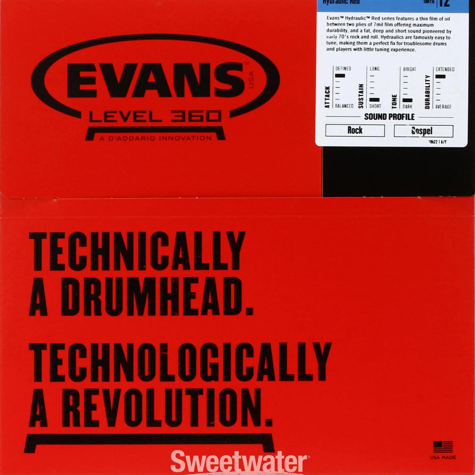 Evans TT12HR Hydraulic Red 12" Tom Batter Head